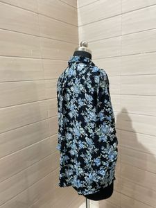 Oversized Floral Print Button-Up Shirt