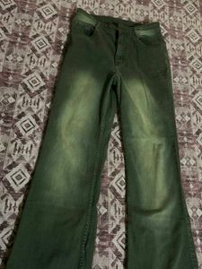 Vintage Washed Green Denim Jeans Y2K