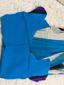 Blue Abstract Print Saree