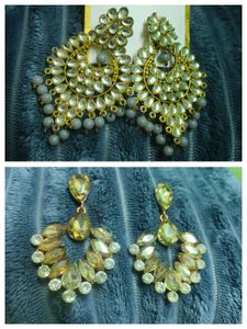 Elegant Kundan & Crystal Dangle Earrings