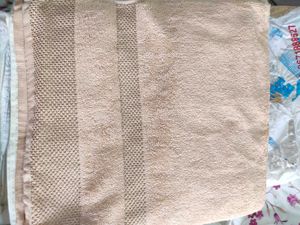 Soft Cotton Beige Towel With Golden Embroidery