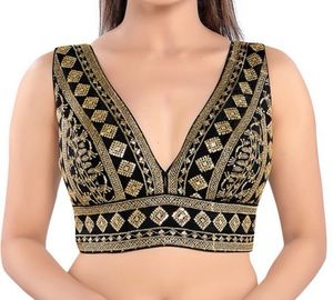 V Neck Heavy Embroidery Blouse