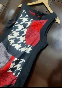 Black Dress Red &amp; White Printed For 36 Bust