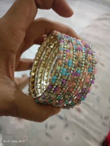 Brand New Colorful Beaded &amp; Crystal Bangle Set