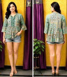 🇬🇧Girls Top Bohemian Print Peplum western Latest