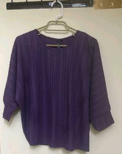 Chic Purple Ribbed Dolman Sleeve Top
