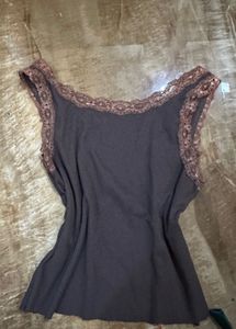 y2k Vintage Graphic lace trimmed tank/ cami top