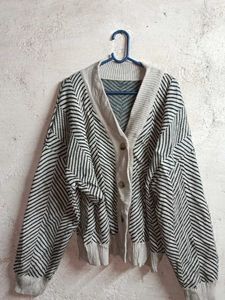 Chic Chevron Knit Cardigan Oversized