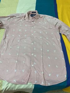 Men's Pink Number Print Casual Shirt