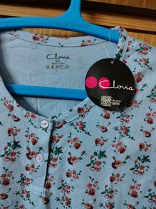 Light Blue Floral Print Night Suit