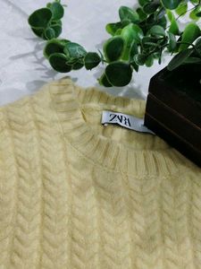 Yellow Knit Short Sleeve Top