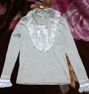 Lacey Coquette Pastel Green Sweater