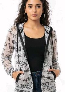 Graffiti Mesh Zip-Up Hoodie