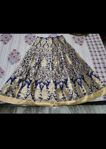 Stunning Blue &amp; Gold Lehenga Choli