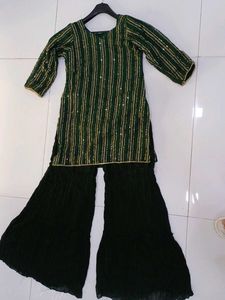 Green & Gold Embellished Kurta Set