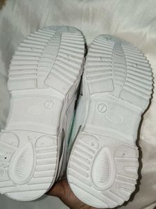 White Sneakers with Cute Eyelash Design