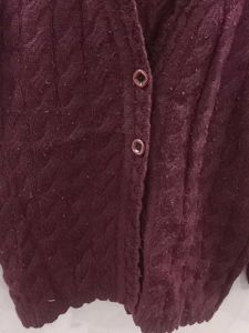 Burgundy Cable Knit Cardigan