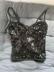 sequin sweetheart corset back top