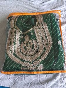 Emerald GreenKurta Sharara Set with E