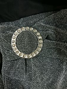Sparkly Silver &amp; Black Midi Dress
