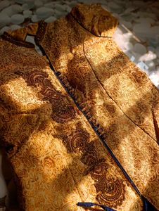 Blue Lehenga With Golden Kurti And Dupatta