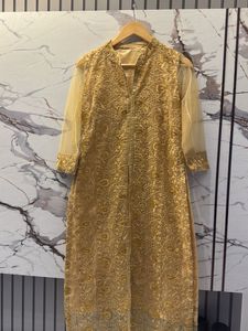 Elegant Gold Embroidered Kurta Set