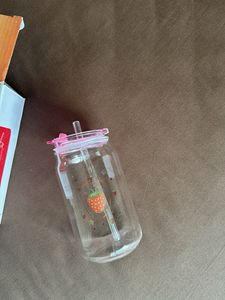 Glass Tumbler with Straw