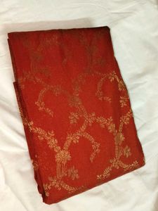 Vintage Rust Orange with Gold Brocade Fabric