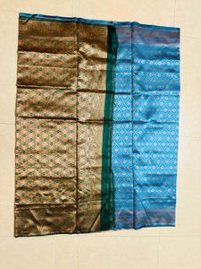Blue Silk Saree with Gold Border