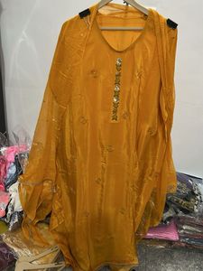 Yellow Embroidered Kurta Set with Dupatta