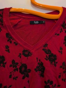 ALLEN SOLLY ORIGINAL -Classy Red- Floral Sweater