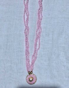 Pink Beaded Necklace with Pendant