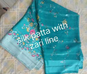 Beautiful Teal Synthatic Saree with Floral Zari