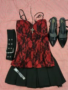 GOTHIC Red Lace Corset Top