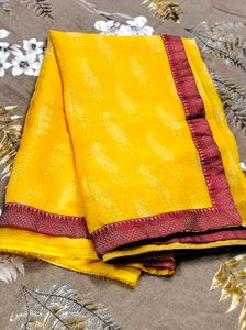 RED BORDERED YELLOW SAREE