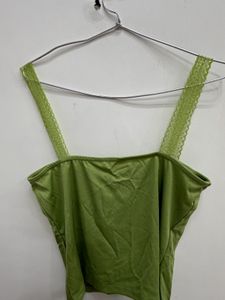 Shein Chic Green Lace Strap Crop Top