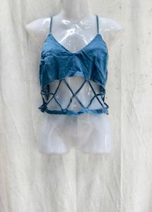 32209. Stylish Denim Crop Top