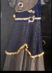 Elegant Blue &amp; Silver Party Dress For girls