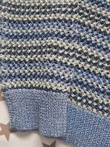 Blue Striped Crochet Sweater