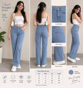 Classic Straight Fit Light Blue Denim Jeans