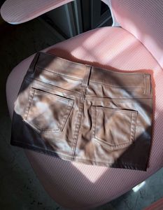 Brown Faux Leather Mini Skirt