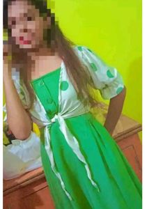 Cute Green Dress with Polka Dot Shrug
