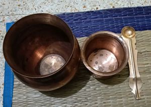 Vintage Copper Kalasam &amp; Spoon Set