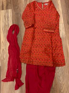 Vibrant Red Ethnic Kurta Set