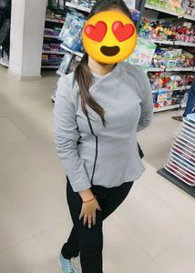 Stylish Grey Wrap Top &amp; with black jeans