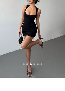 Chic Black Halter Neck Mini Dress