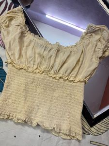 Sheer Ruffle Tie Front Top