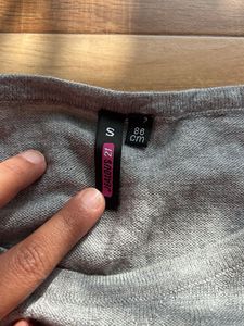 Gray Knit Pullover Sweater