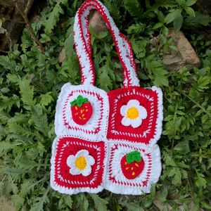 Premium Crochet Square Bag with zip and inner
