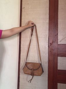 Vintage Tan Leather Crossbody Bag